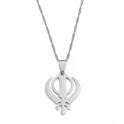 Anniyo Sikhism Necklace Pendant Sikh Khanda Jewelry Black/Gold Color Necklaces India Pakistan Malaysia Punjab Religious @009521