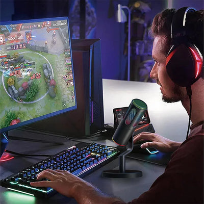 SU8-B RGB USB Gaming Microphone, Condenser Microphone with Base for PC, PS4/5, Laptop Streaming
