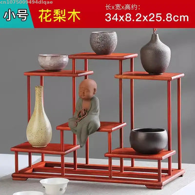 Natural Solid Wood Decorative Shelves for Wine Tea Sets Pedestal Crafts Vase Flower Pot Bonsai Buddha Display Stand Storage Rack