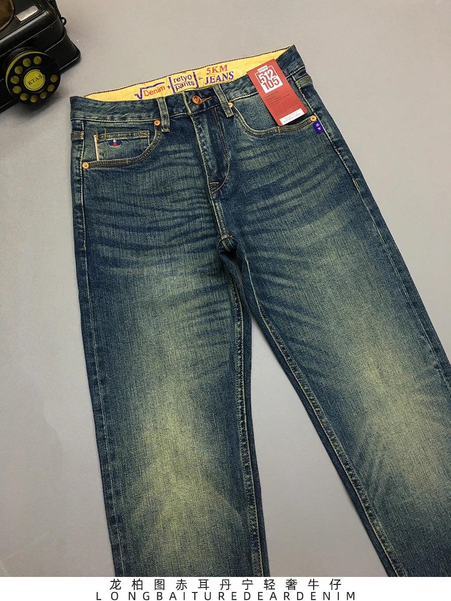 12.5oz Red Selvedge Denim Jeans for Men 99% Cotton High Quality American Vintage Casual Spring Autumn Tapered Straight Pants 5KM