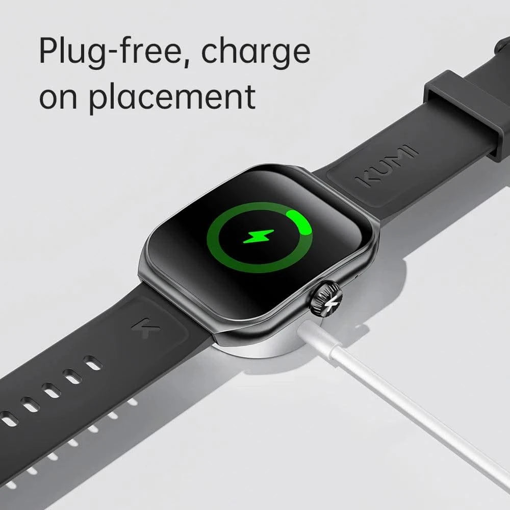 KUMI KU7 Smartwatch 1.96" AMOLED, AI Voice Assistant, Bluetooth Call, SOS Alert, 100+ Sports, Health Monitor