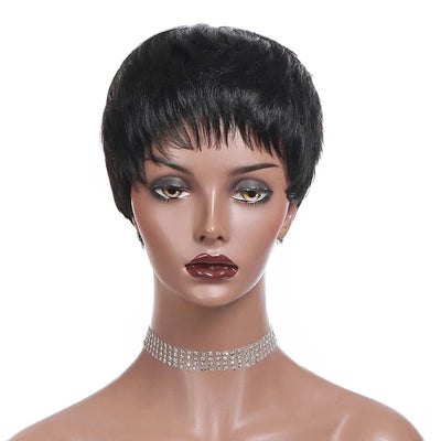 Short human hair wigs Pixie Cut Wigs Human Hair For Black Women With Bangs Brazilian Virgin Hair Cheap Wig machine made