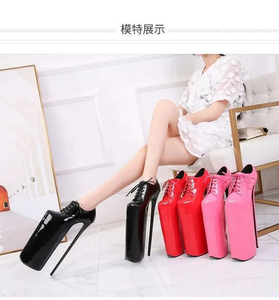Women's Waterproof Platform High Heel Shoes 30cm | Lace up Fashion High Heel Shoes New | Trendy Model Shoes