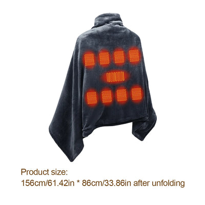 USB Heated Blanket Wearable Body Warmer Heating Shawl 9 Heated Areas Winter Electric Blanket 3 Heated Level For Home And Office