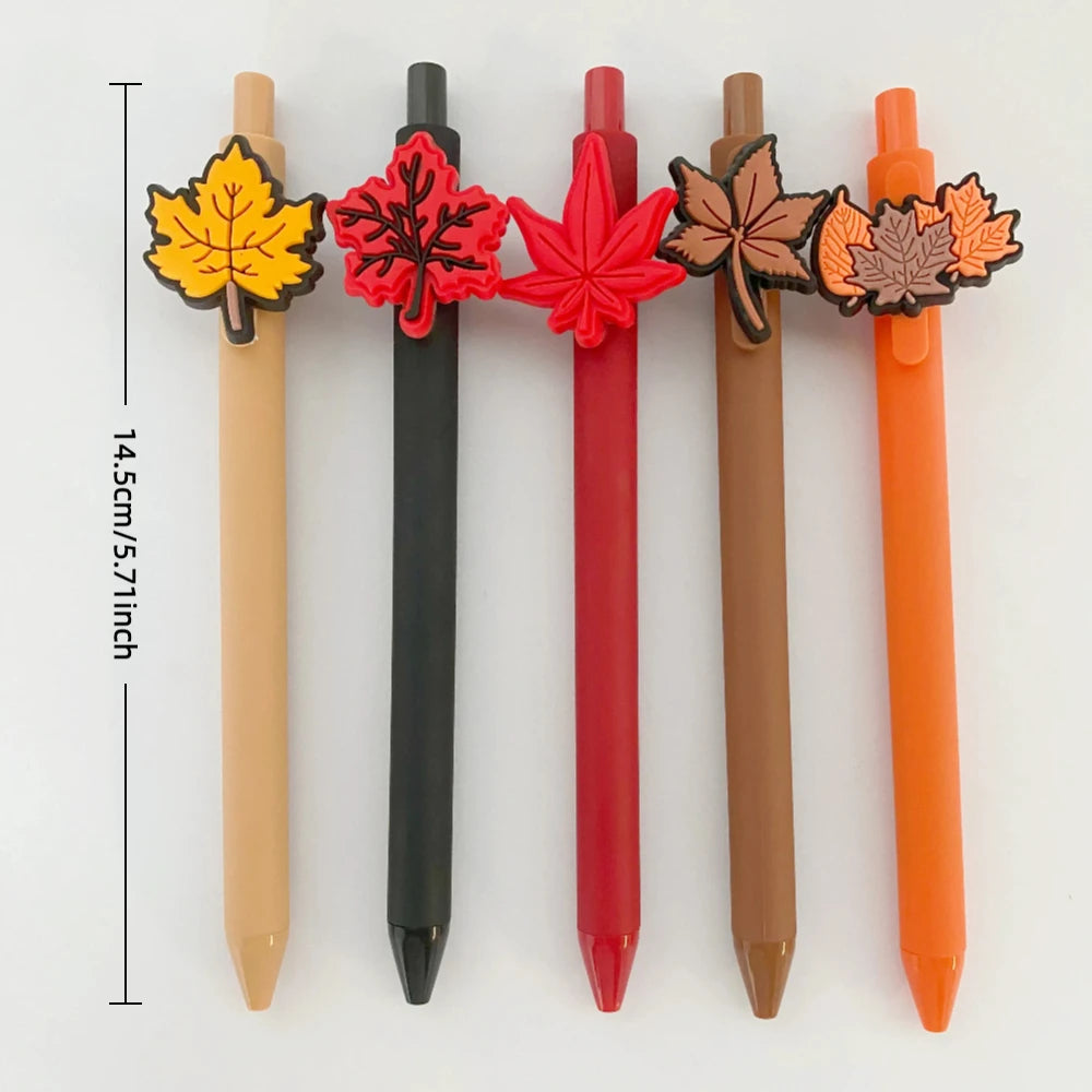 5Pcs Thanksgiving Leaf Pens Autumn Ballpoint Pens for Thanksgiving Harvest Office Classroom Activity Party Supplies