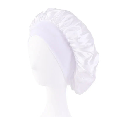 Satin Wide Brim Nightcap Shower Caps Silk Bonnet Elastic Soft Band Styling Cap Soft Silk Sleep Cap Bathroom Products