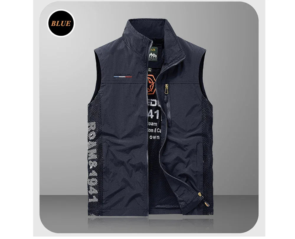 Summer Men's Work Vest Leisure outdoor Men Breathable Mesh Sports Waistcoat Man Photography Fishing Sleeveless Jackets Clothing
