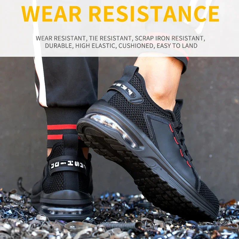 Lightweight Men's Safety Shoes Steel Toe Men's Work Shoes Slip Resistant Reinforced Shoes Man Fashion Breathable Sneaker