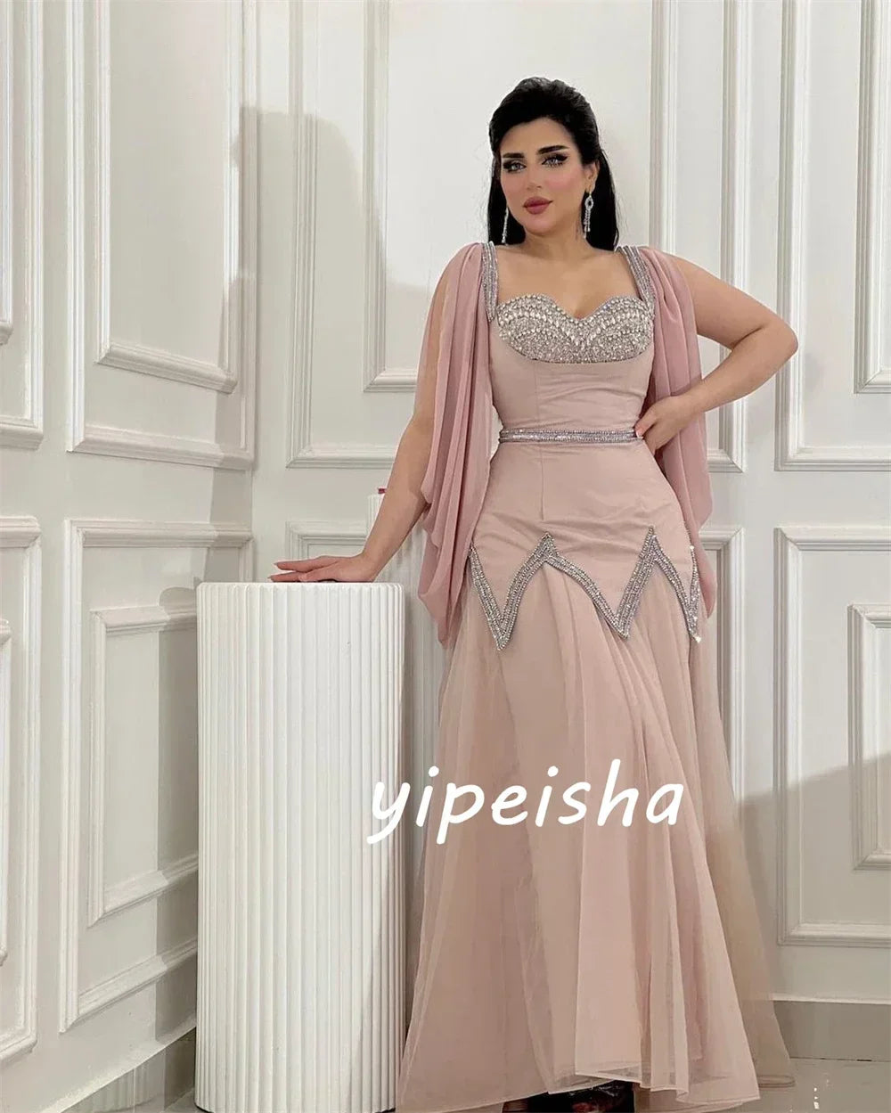 Customized Evening Jersey Sequined Beading Ruched Engagement A-line Sweetheart Bespoke Occasion Gown Long Dresses Pers