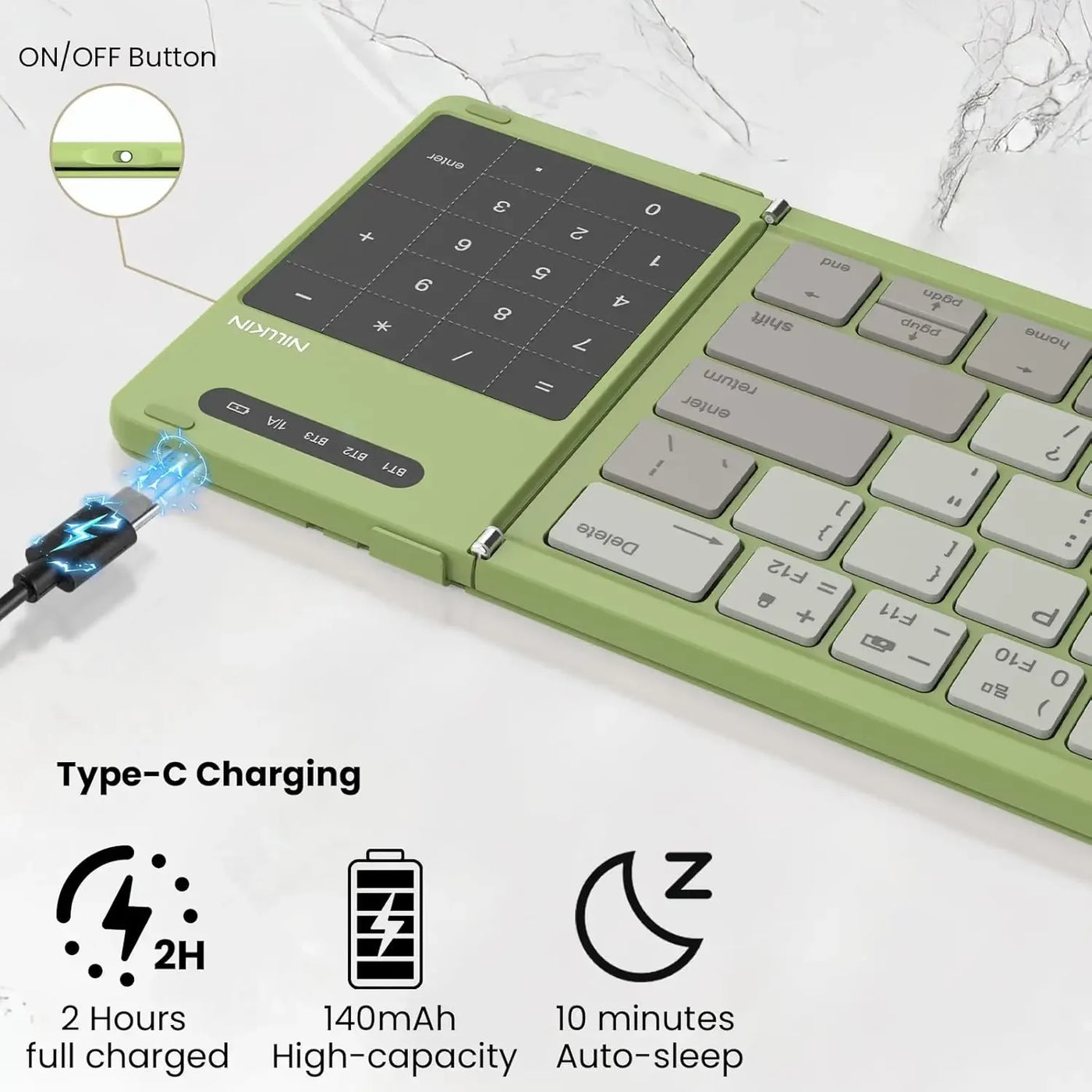 NILLKIN Mini Foldable Wireless Bluetooth Keyboard Rechargeable Folding Portable Keyboards With Touchpad for Windows iOS Android