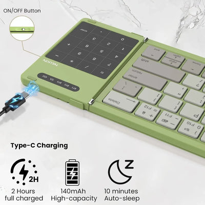 NILLKIN Mini Foldable Wireless Bluetooth Keyboard Rechargeable Folding Portable Keyboards With Touchpad for Windows iOS Android