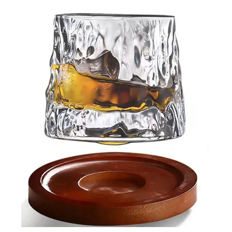 Creative Whiskey Glasses Durable Spinning Glassware Cocktails Wine Brandy Cup Water Juice Tea Mug Party Drinking Glass Tumbler