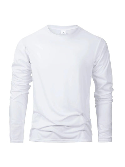 Men's Casual Round Neck Moisture Wicking Long Sleeve T Shirts | Tees Male | Tops | Sports | Comfortable Men's Wear