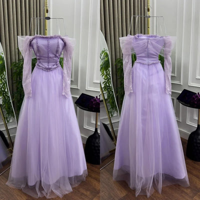 Customized Sequined Pleat Off-the-shoulder Long Dresses Bespoke Occasion Prom Evening Elegant Party Wedding Sparkle