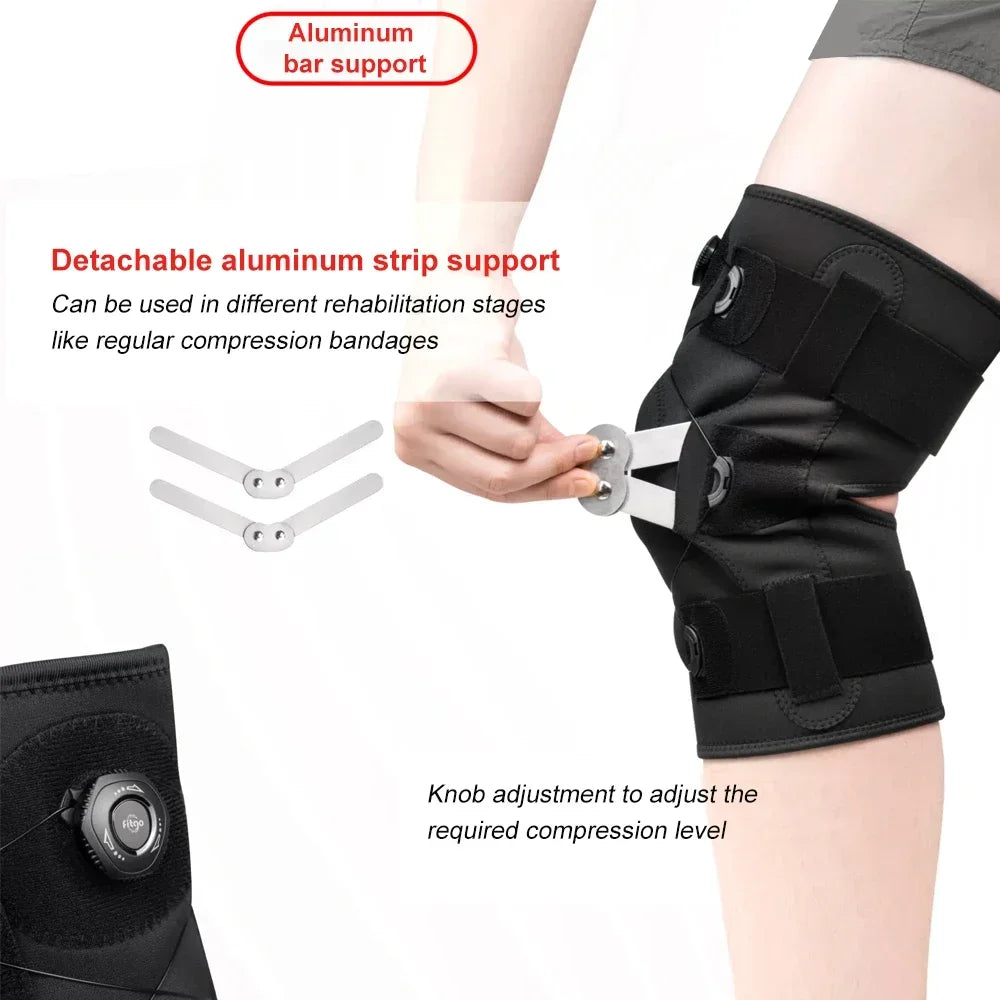 Hinged Knee Brace - Relieves ACL, MCL,Meniscus Tear,Arthritis, Tendon Pain, Open Patella Design with Dual Metal Side Stabilizers