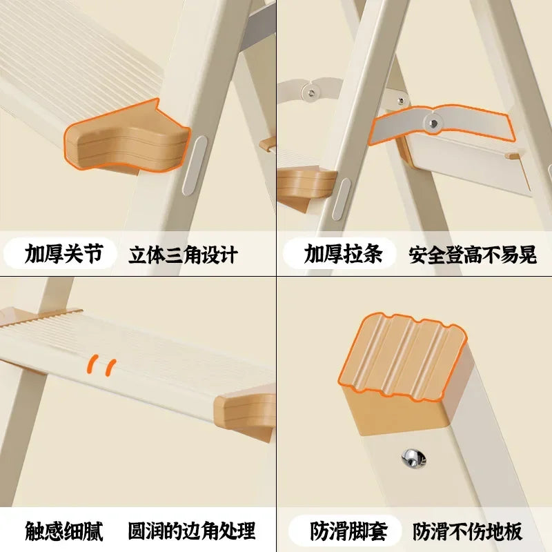 Lightweight Ladder Foldable Step Stools Home Outdoor Aluminum Alloy Folding Step Ladders Ascending Kitchen Ladder Furniture