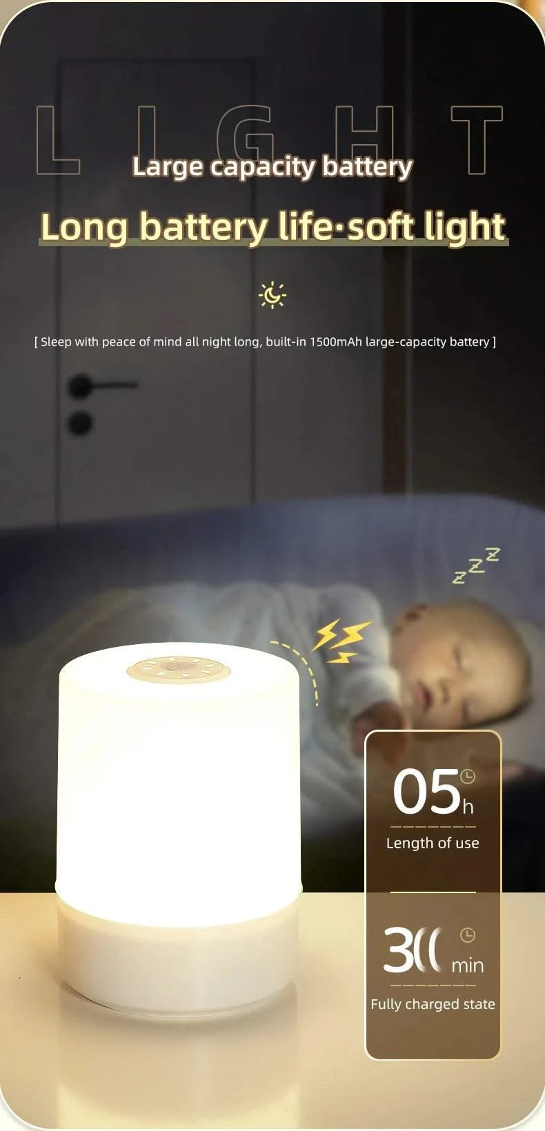 LED Night Lights USB Portable Bedside Lamp Touch Stepless Dimmabl LED Table Lamp for Bedroom Decor Sleeping Night Light Kid Gift