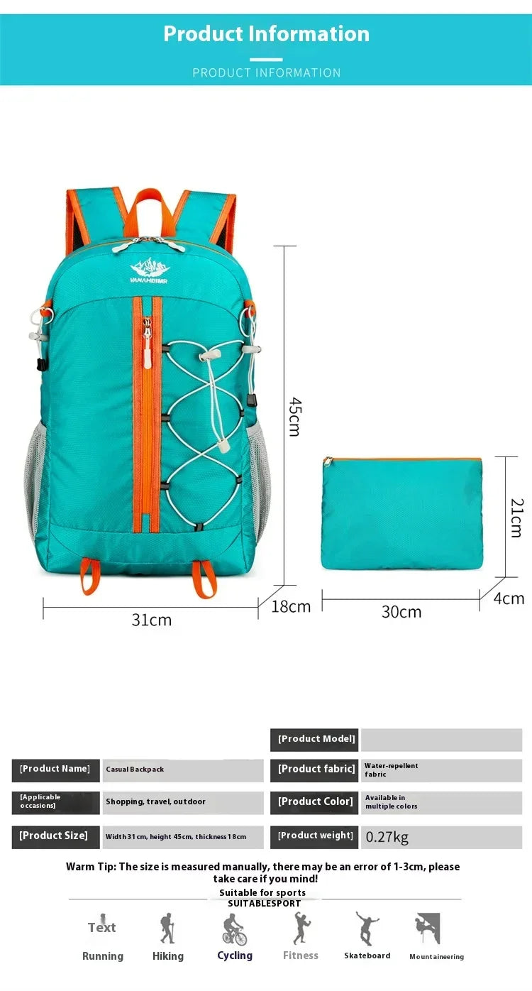 Outdoor Backpack Oxford Buden Mountain Riding Backpack Ultra Light Multifunctional Casual Foldable Backpack Large Capacity