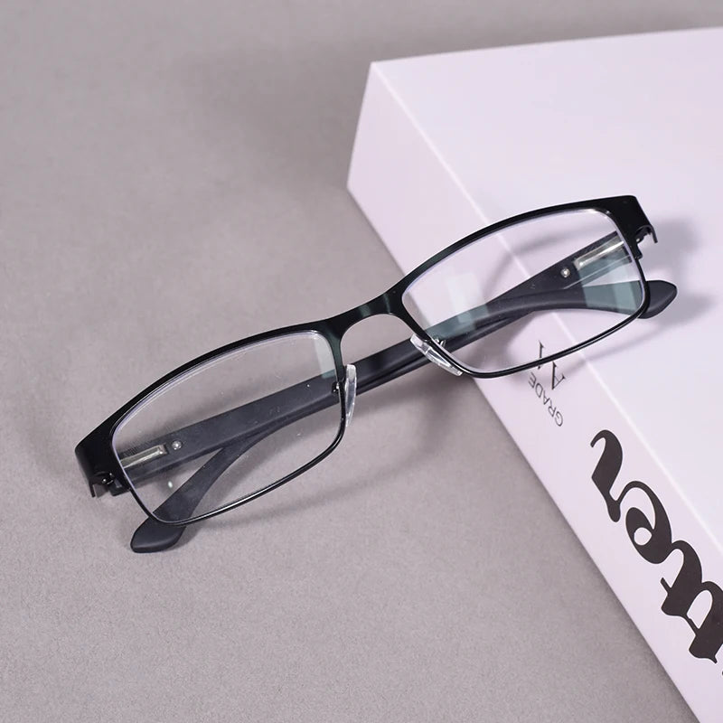Blue Light Blocking Reading Glasses Men Computer Readers Metal Frame with Spring Hinge Square Frame For Men Women+100+150+200