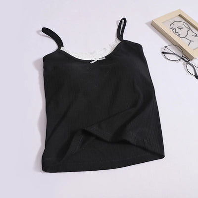 Women Bow Patchwork Lace Two-piece Tank Tops