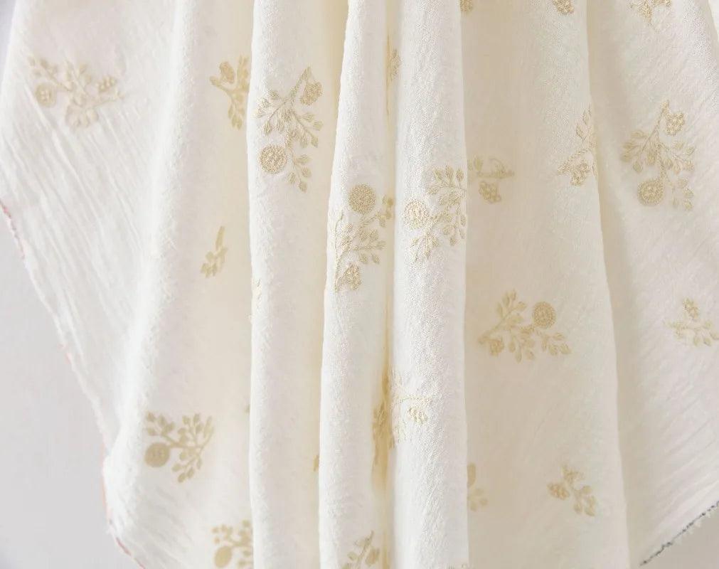140x50cm embroidered slub cotton linen fabric clothing sewing diy women’s dress forest flower cloth