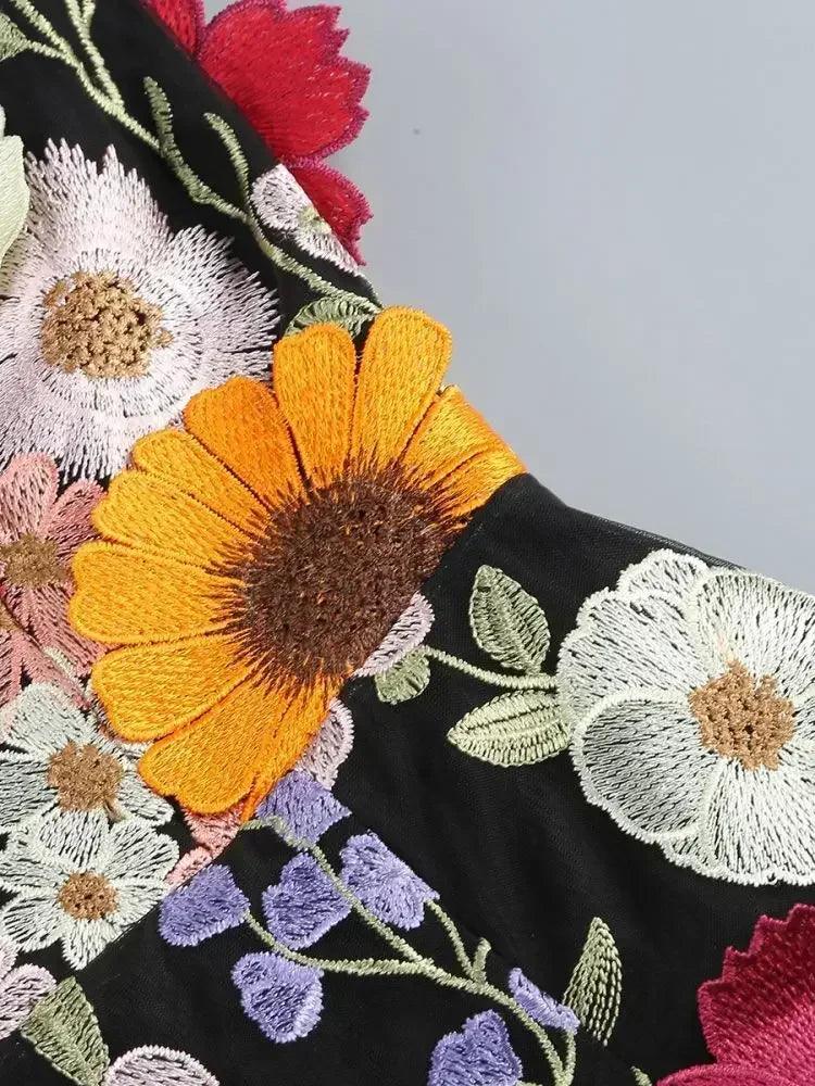 Luxury dresses women 2025 summer prom gown new bodycon mini party dress retro embroidered flower evening gowns brithday