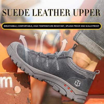 Men's safety shoes are impact resistant, puncture resistant, soft, comfortable, breathable, non slip, and lightweight work shoes
