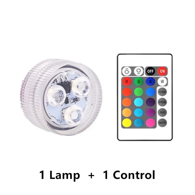 Remote Control CoSubmersible 3 LED Underwater Light With Battery RGB Night Light For Fish Tank Swimming Pool Wedding Party Lamp