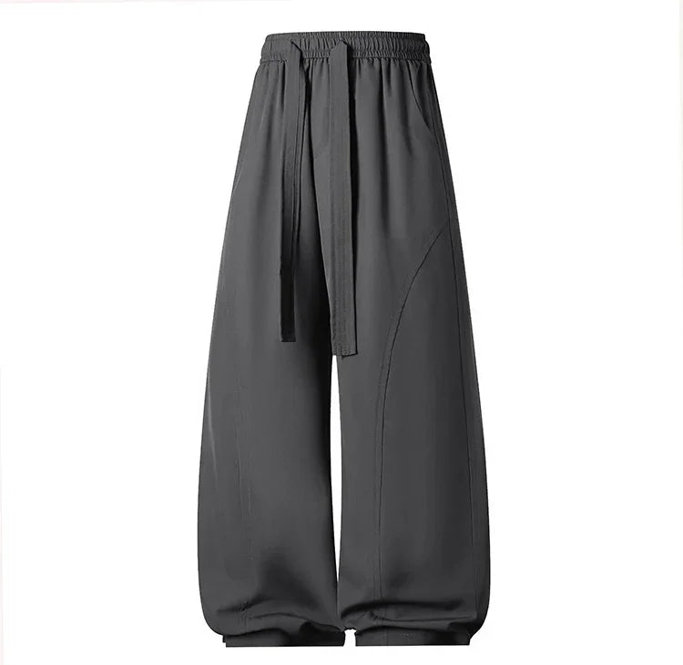 Men's Wide Pants Oversize Sports Streetwear Solid Color Sweatpants Summer Male Breathable Loose Trousers Streetwear Jogger Pants