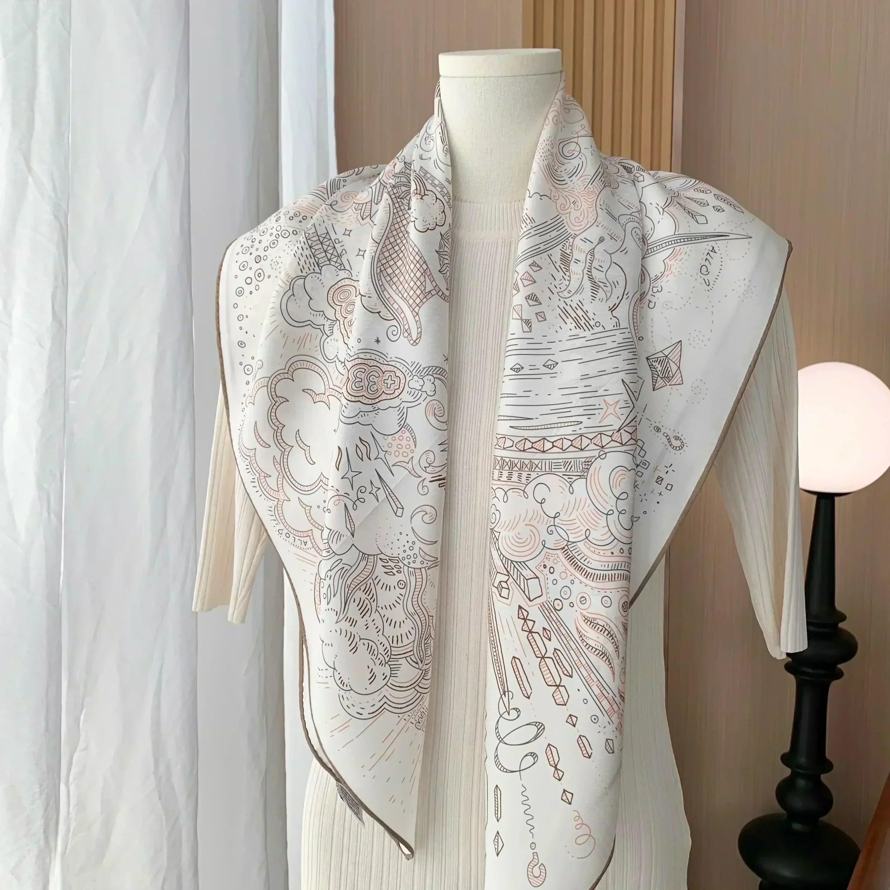 100% real silk scarf shawl large head scarves hijab for hair wrapping 90cm