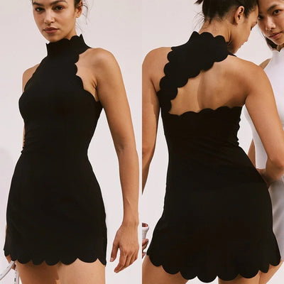 FUBEIKE Sleeveless Pullover Lace Tennis Dress Slim Fit Sporty Jumpsuit Woman Tight With Chest Pad Women's Sportswear One-Piece