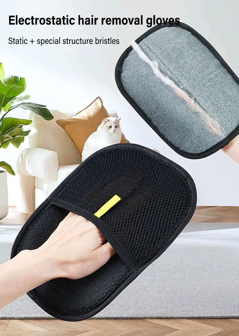 Pet Grooming Gloves Static Dedusting Brush Pet Hair Remover Brush Removing Dog Cat Hair From Sofa Carpet Clothes Tool Supplies