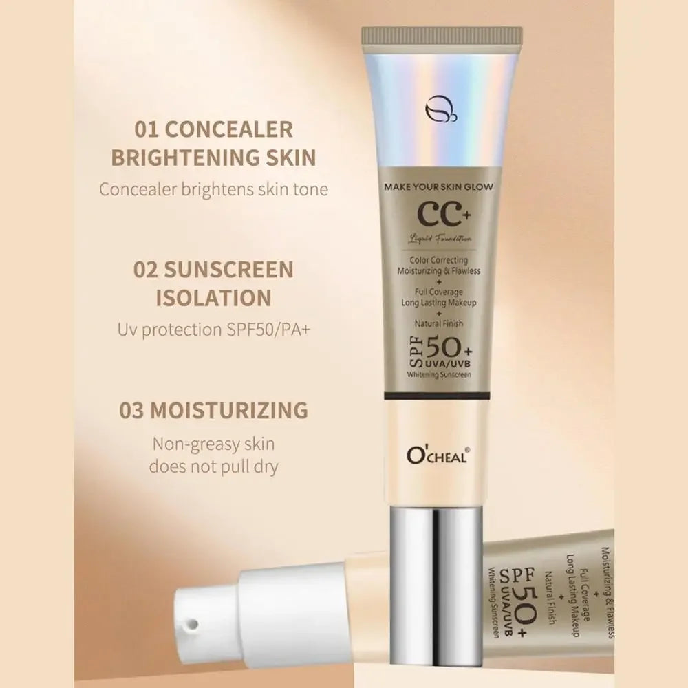 CC Cream With SPF 50 Color Correcting Cream SPF 50 Sunscreen Full Coverage Foundation Lightweight Foundation Moisturizing