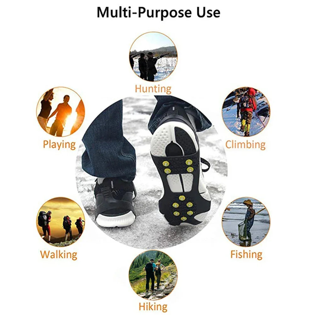 10/5 Teeth Outdoor Snow Mountaineering Cleats Anti-Slip Bundled Crampons Unisex Snow Claw Shoe Covers Walking Hiking Accessories