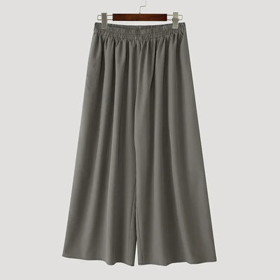 Men Wide Leg Pants Solid Color Joggers Pleated Oversize Casual Trousers Men Elastic Waist 2025 Streetwear Fashion Pants INCERUN