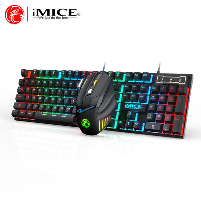Ergonomics Backlit Keyboard Wired Gaming Keyboard waterproof Luminous keyboard And Mouse Set for Gamer PC Laptop