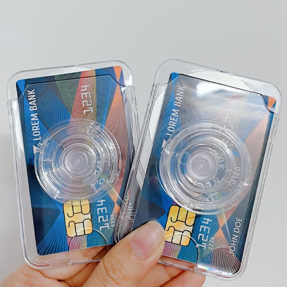 Clear magnetic airbag iPhone card case with transparent credit card protector