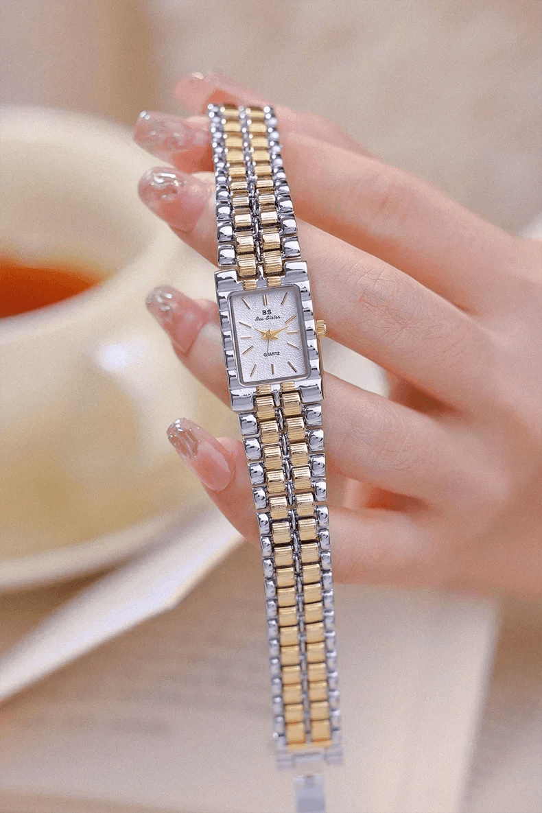 Luxury ladies’ watch retro elegant gold silver small square high quality watchchain gift watches for women