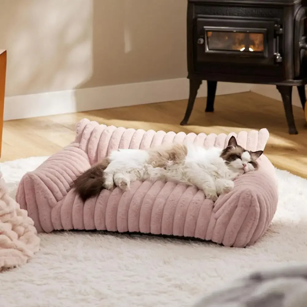 Warm Pet Sofa Luxurious Pet Bed with Memory Foam Washable Cover Non-slip Bottom for Dogs Cats Sofa for Comfortable Sleeping