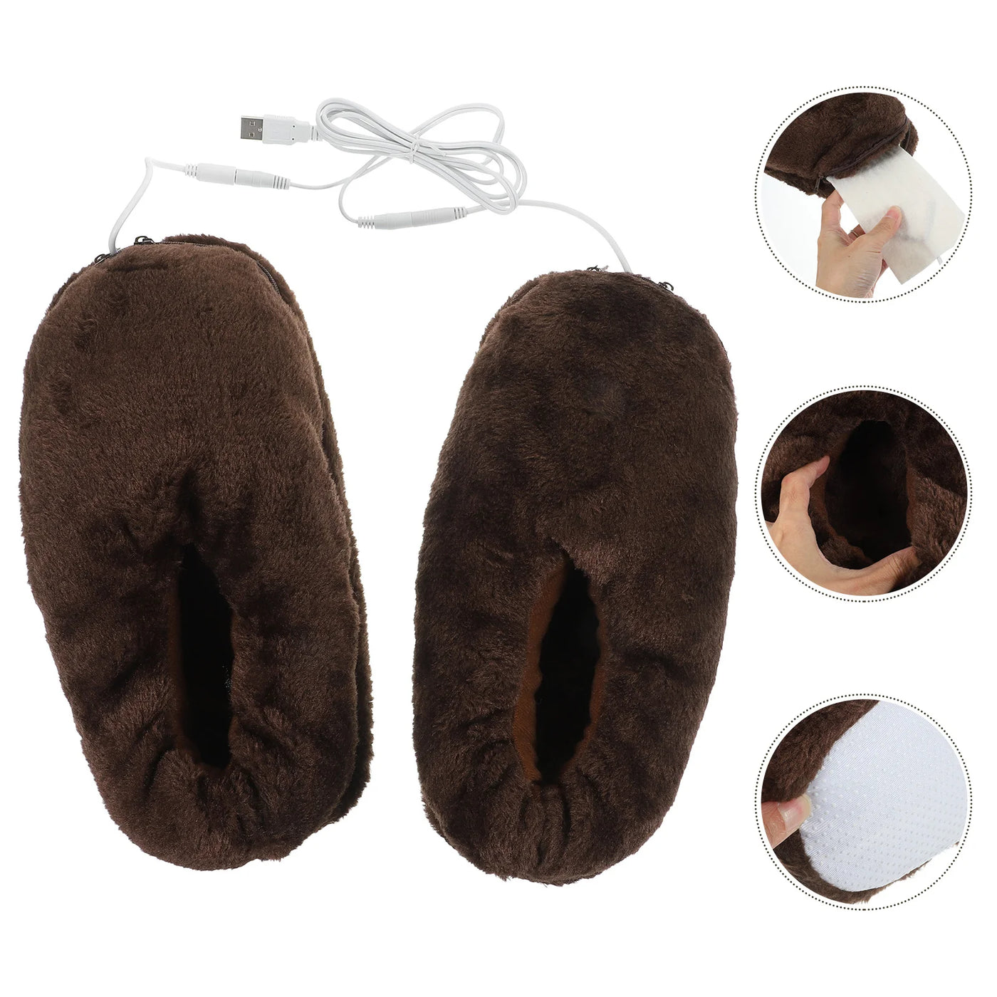 Warm Soft Usb Heating Slippers Thermal Winter Foot Warmers Rechargeable Heated Shoes Cozy Plush Comfortable Sneakers Men Shoes