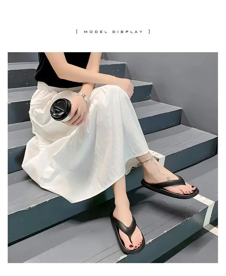 Women's Classy Flip-Flops for Women, Summer Flip-Flops for Beach Couples, New Thick-Soled Outer Wear Sandals for Men, Bathroom Bathing Non-Slip Slippers