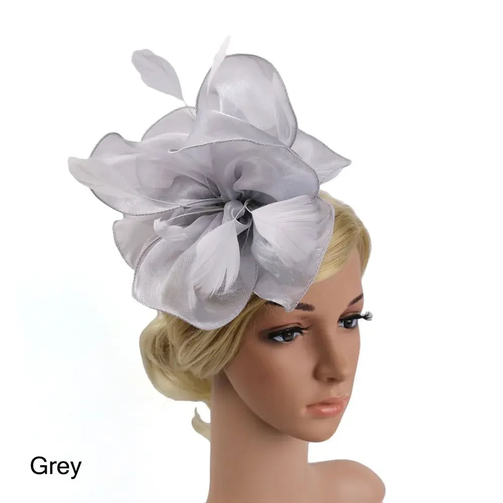 Top Hat Royal Ascot Race Flower Mesh Headband Fascinator Hats Headwear Cocktail Tea Party Feather Flower Headband