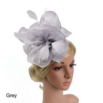 Top Hat Royal Ascot Race Flower Mesh Headband Fascinator Hats Headwear Cocktail Tea Party Feather Flower Headband