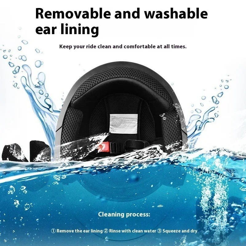 Motorcycle Equipments Open Face Helmet For Men Women Dual Lens Sun Visor Face Shield Top Lightweight Scooter Retro 3/4 Headwear