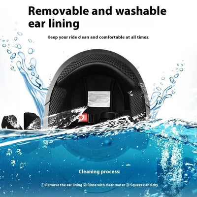 Motorcycle Open Face Helmet For Men And Women Dual Lens Sun Visor Face Shield Top Lightweight Scooter Bike Retro 3/4 Helmet