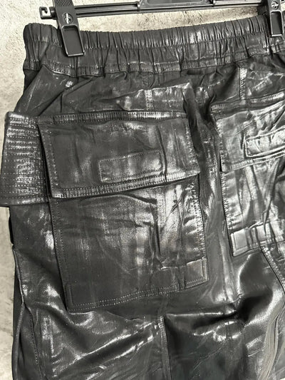 Owen Seak Men Oil Wax Jeans Short Denim Casual Cotton Gothic Men's Clothing Summer Knee Length Loose Black Short