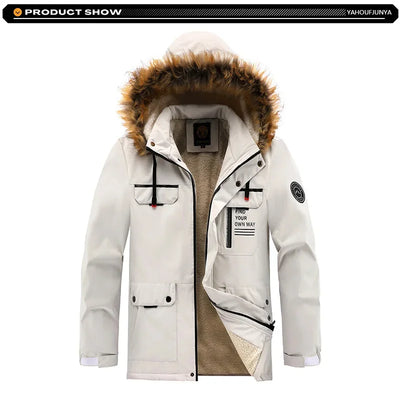 New Winter Men Outwear Fleece Warm Removable Hooded Hiking Jacket Men Outdoor Windproof Casual Fashion Jacket Coat Male Clothing