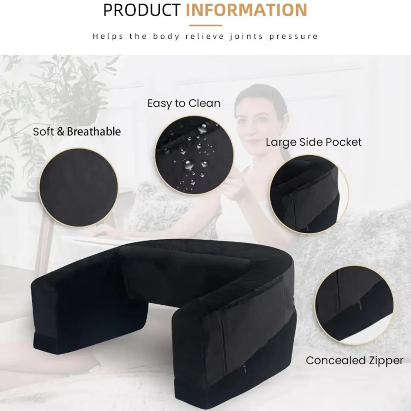 Laptop Pillow Reading Pillow With Side Pocket Ergonomic Cushion For Adults Working Study Bed Sofa Floor Dorm Living Room Bedroom