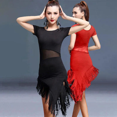Women Sexy Latin Dance Dress Fringe Dresses Latin Ballroom Cha Cha Rumba Tango Samba Prom Tassel Split Practice Dance Costume