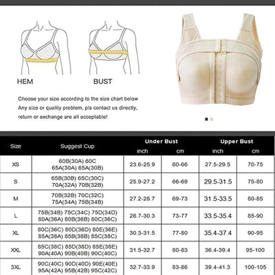 Dimmkof Front Buckle Closure Compression Bras Women's Adjustable Strap Posture Corrector Bras with Breast Support Band Shapewear